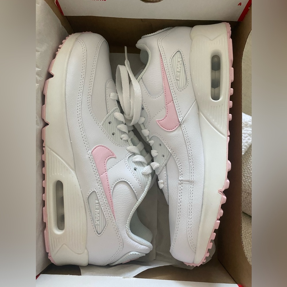 Nike White and Pink Air Max Sneakers with Classic Design